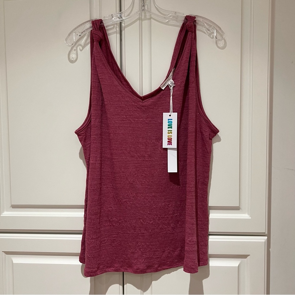Jane and Delancey Pink Tank Top Size XL Tie Shoulder Detail Valentine’s Day